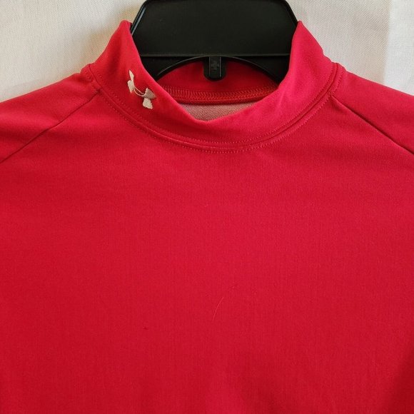 Under Armour Compression Mock Neck Womens Performance Top Size Large LS Red - Picture 2 of 6